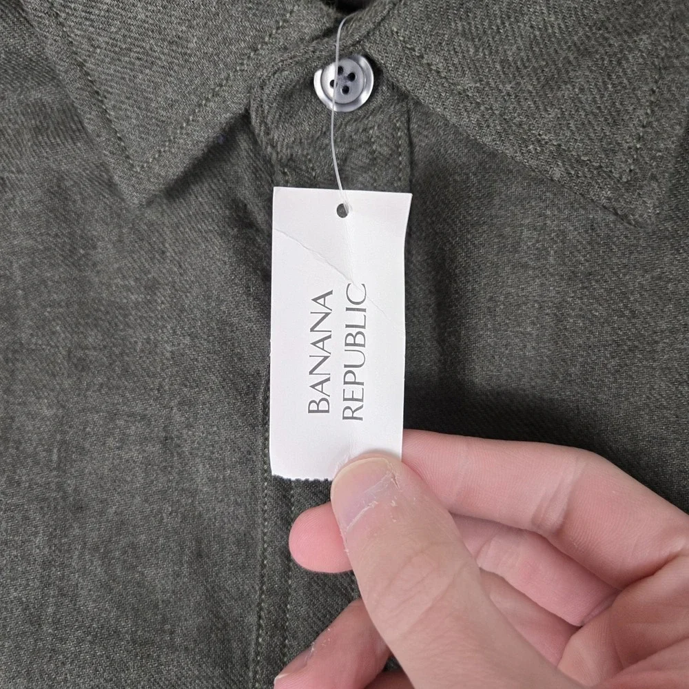 Banana Republic‎ Shirt Jacket Mens Small Green Greek Olive Cotton Heavy NWT